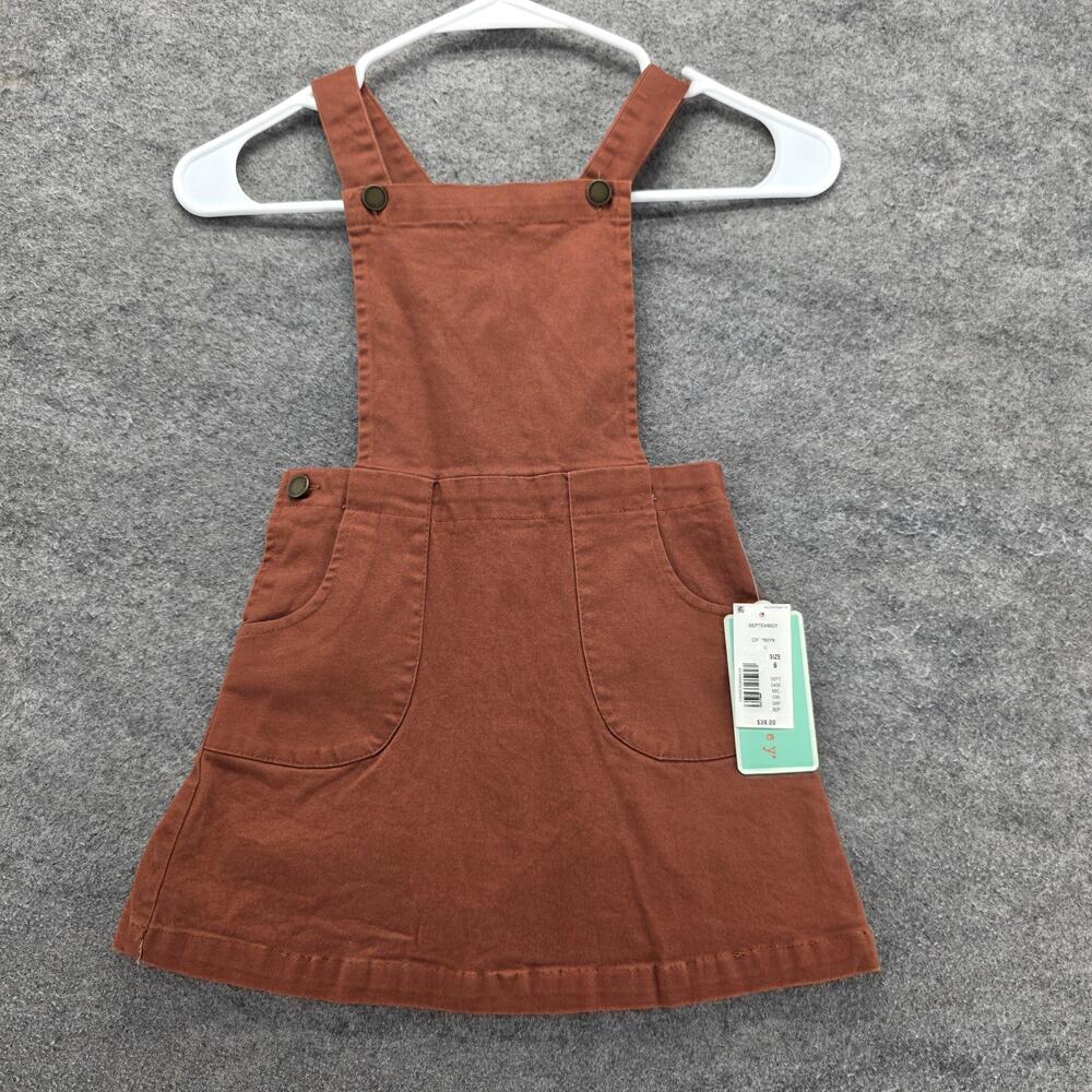 Copper Key Dress Girls 6 Brown Overall Twill Pinafore Jumper Casual Summer
